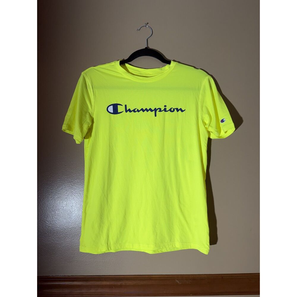 Champion Kids Boys Girls Neon Yellow T-Shirt Size L 14/16